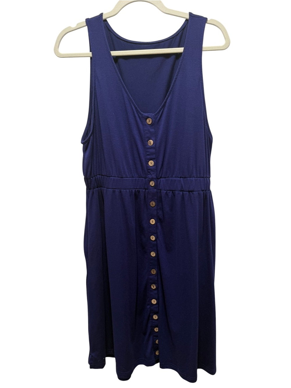 Women’s Navy Button-Front Sleeveless Dress